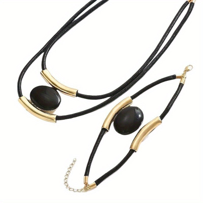 Double Layer Punk Necklace – Acrylic Heart Design