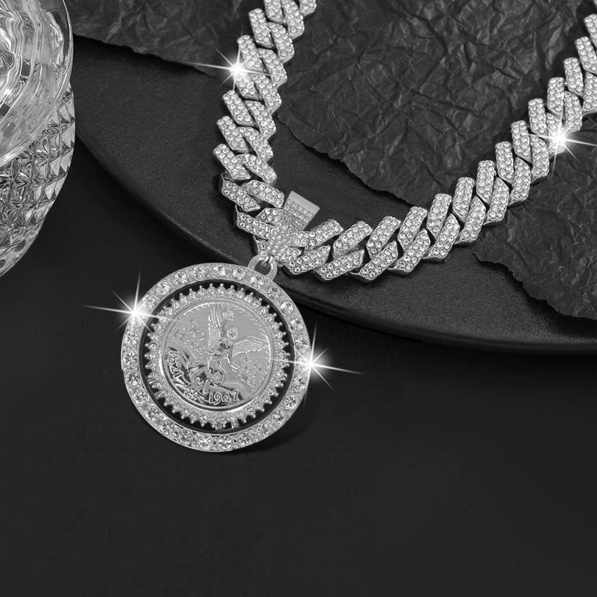 Iced Out Hip-Hop Necklace – Gold-Tone Pendant