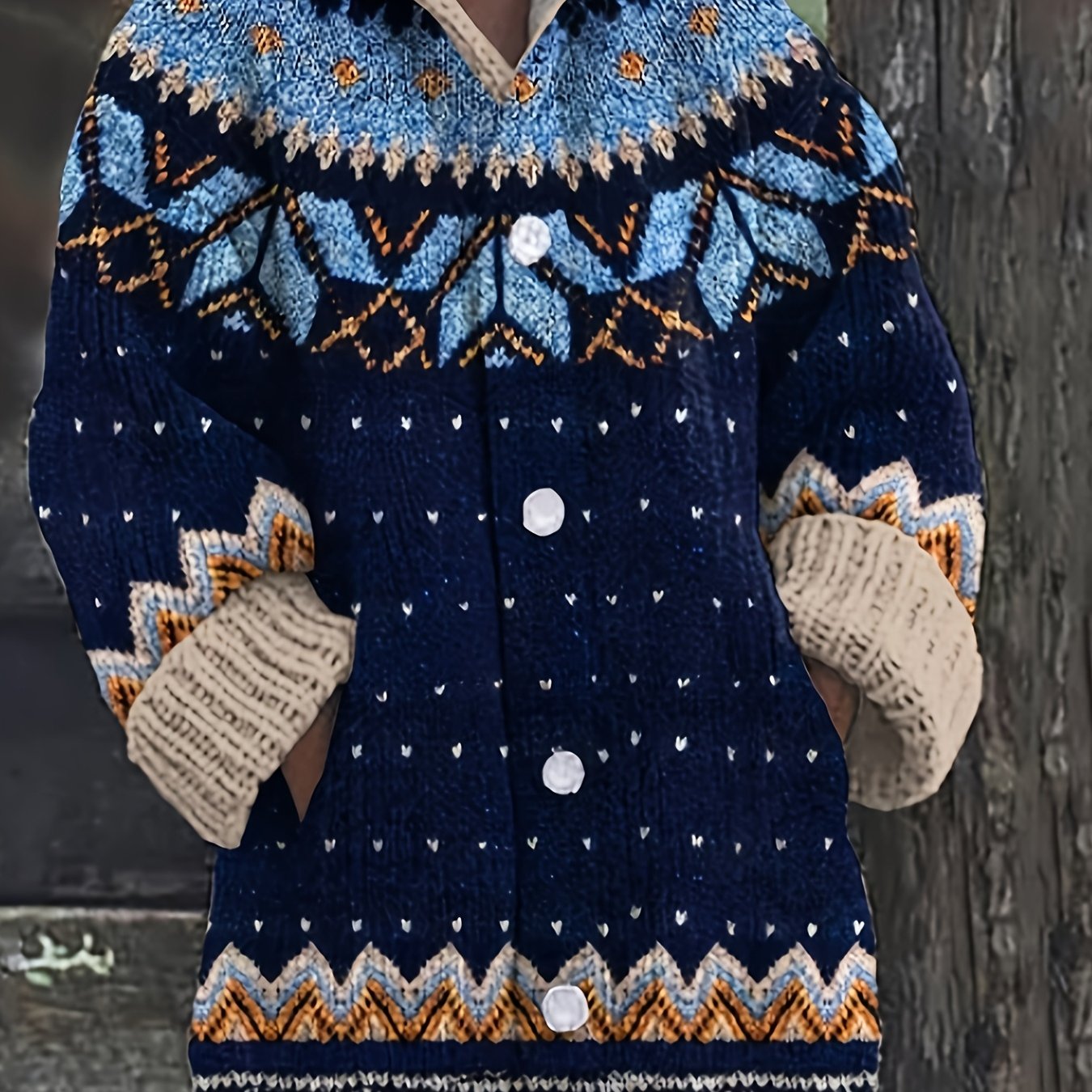 Women'S Elegant 3D Printed Thick Hooded Cardigan Sweater Coat