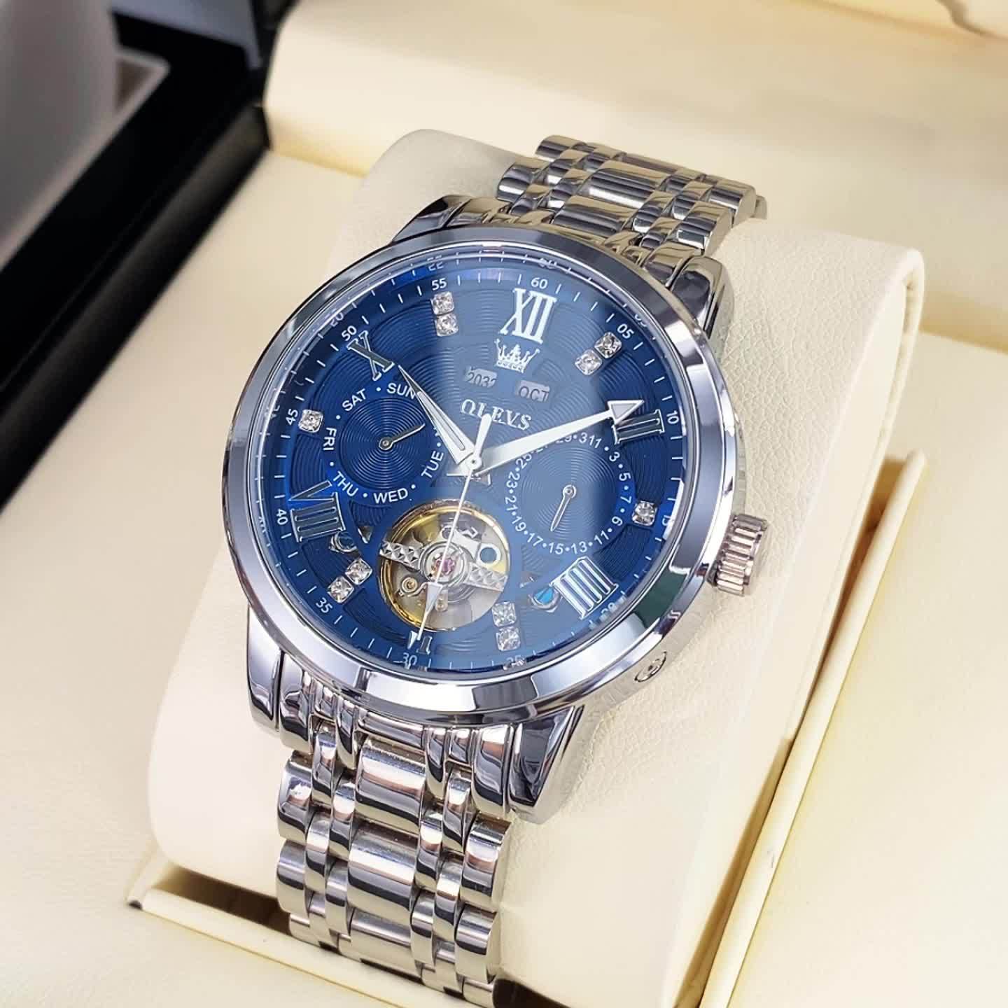 OLEVS Luxury Luminous Stainless Steel Automatic Mechanical Watches For Men