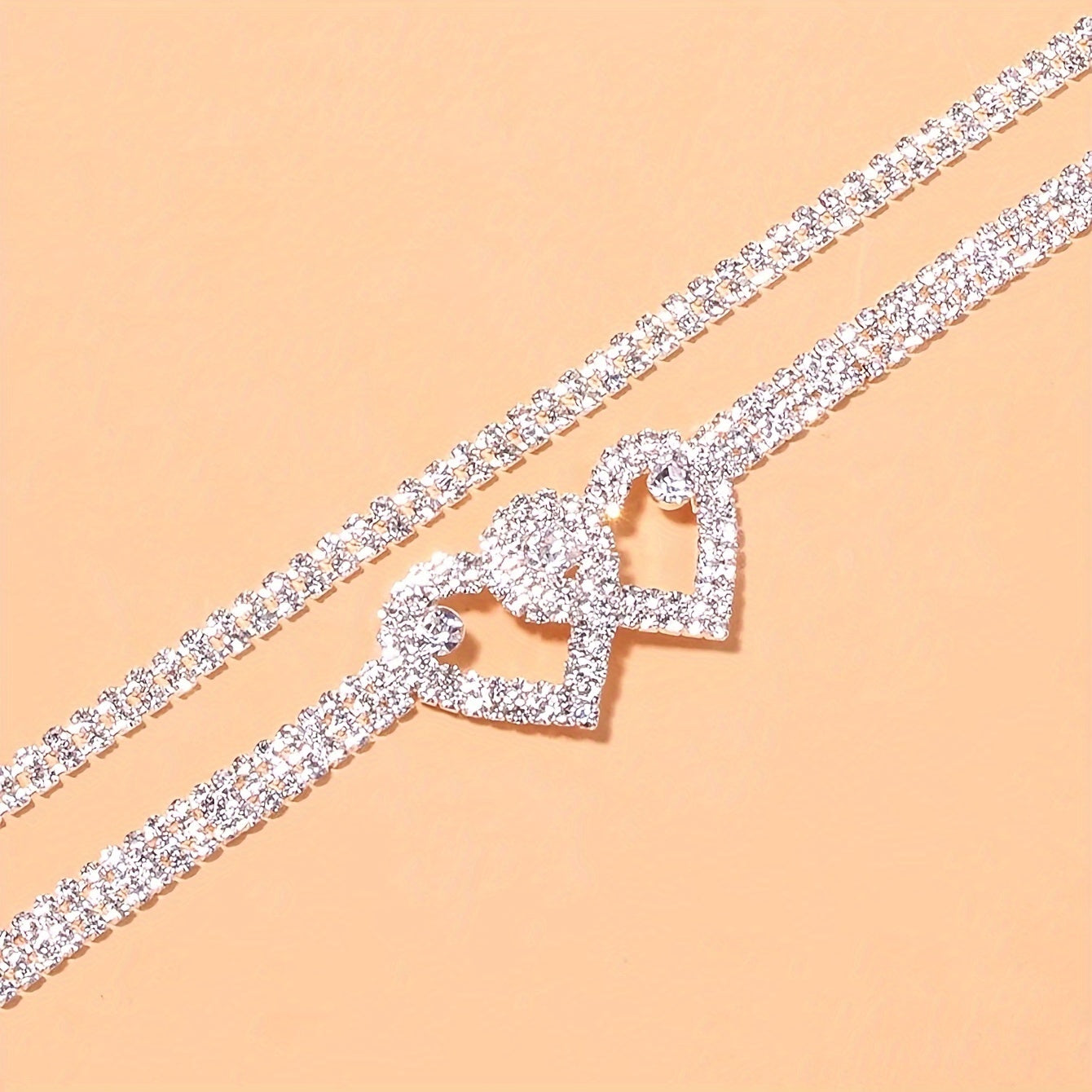 Double Heart Anklet Set – Shiny Zirconia