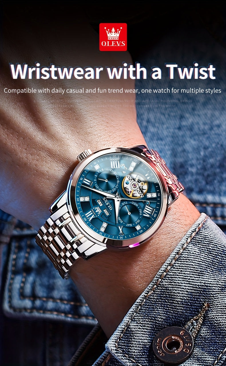 OLEVS Luxury Luminous Stainless Steel Automatic Mechanical Watches For Men