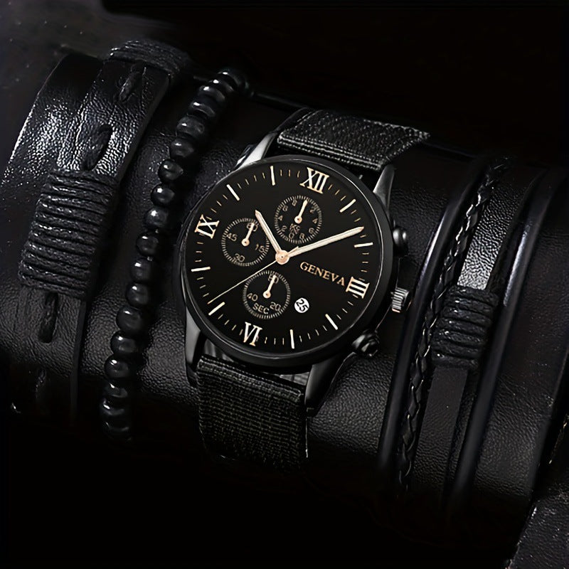 RocWearVibes Men’s Classic Luxury Watch Set – Timeless Style & Gift-Ready Elegance