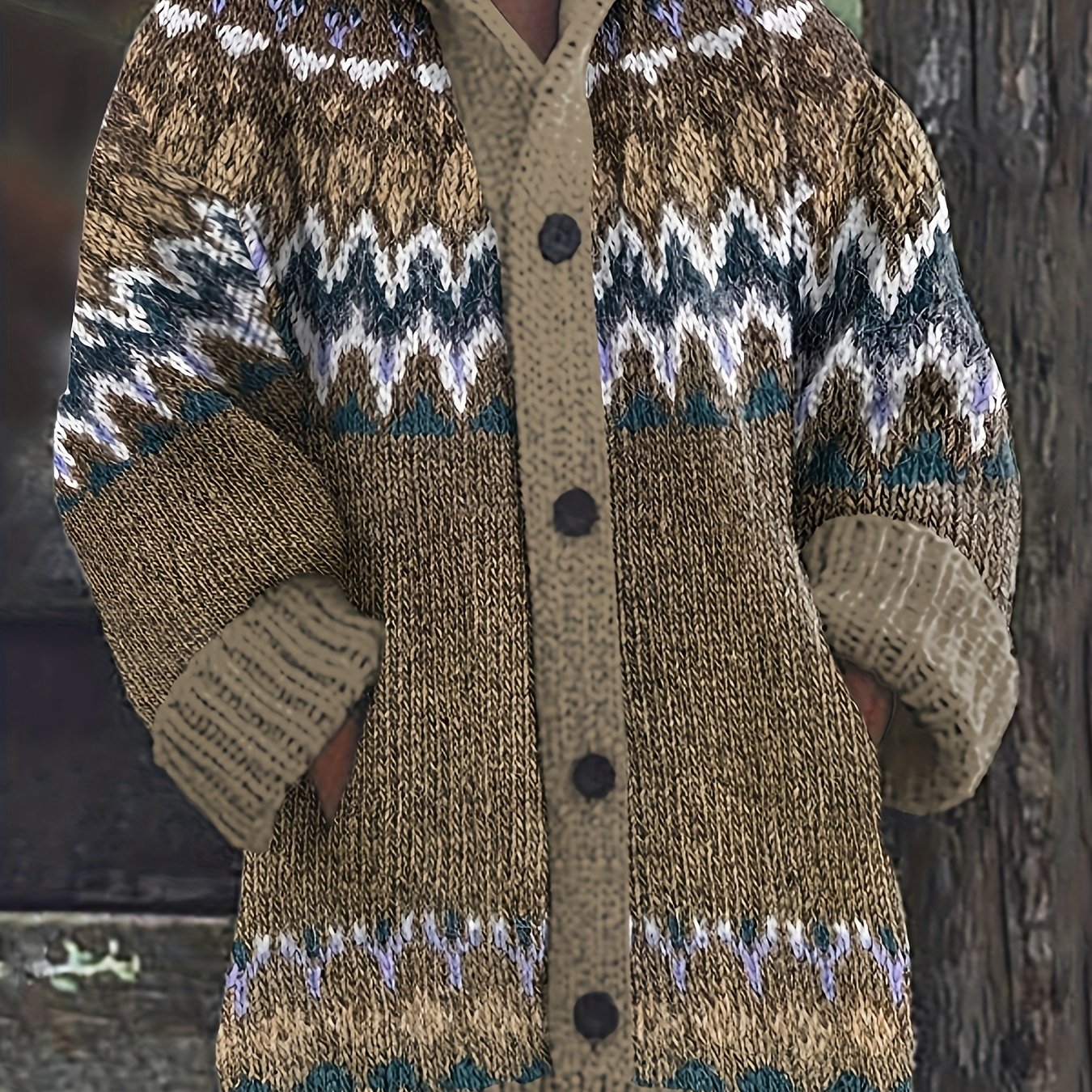 Women'S Elegant 3D Printed Thick Hooded Cardigan Sweater Coat