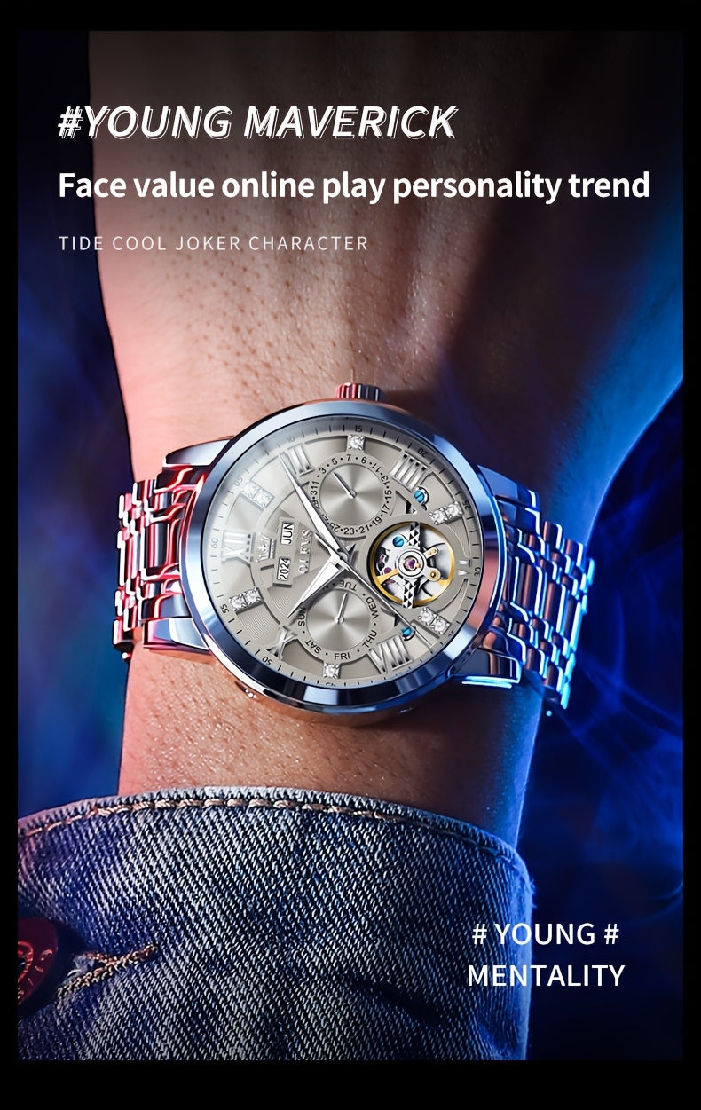 OLEVS Luxury Luminous Stainless Steel Automatic Mechanical Watches For Men