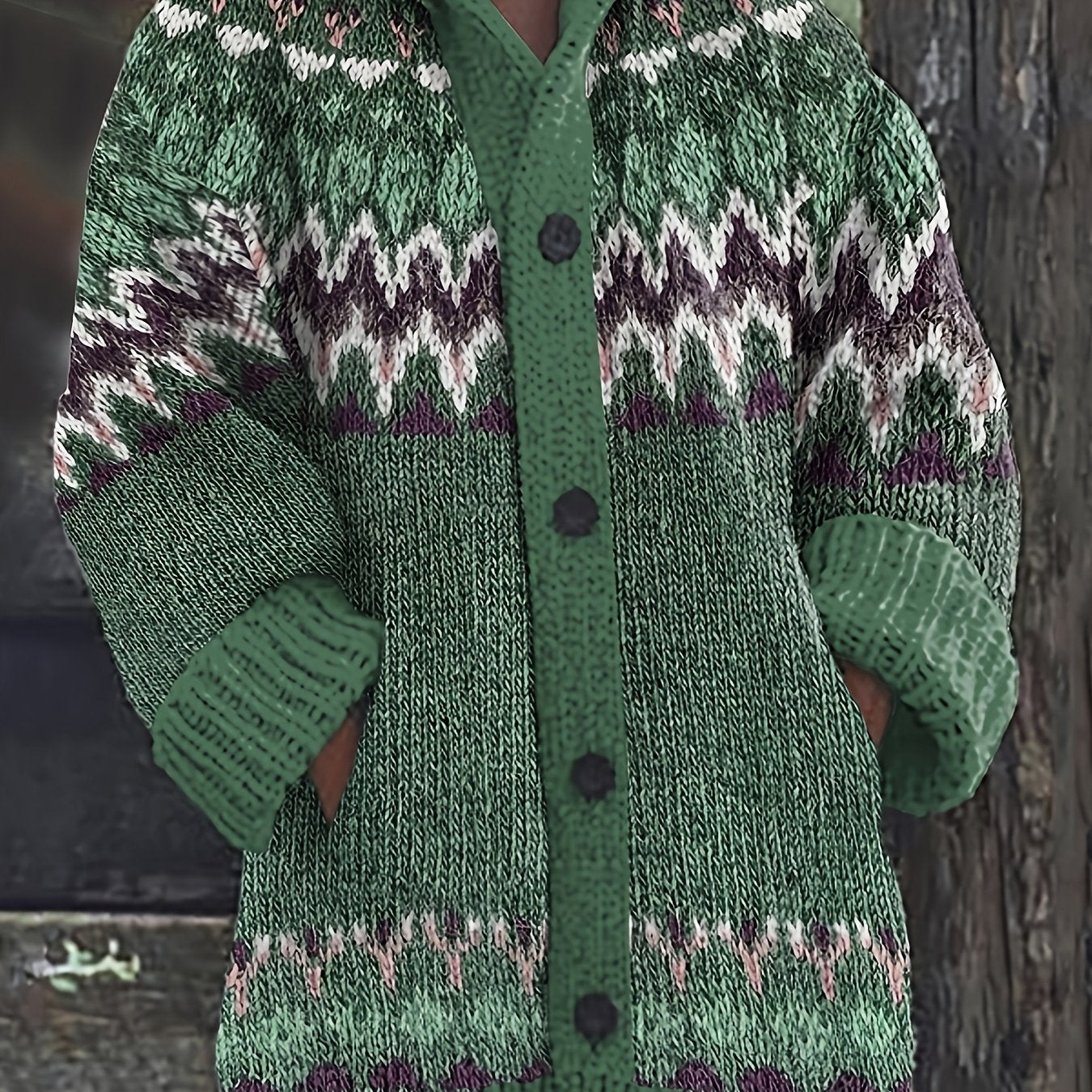 Women'S Elegant 3D Printed Thick Hooded Cardigan Sweater Coat