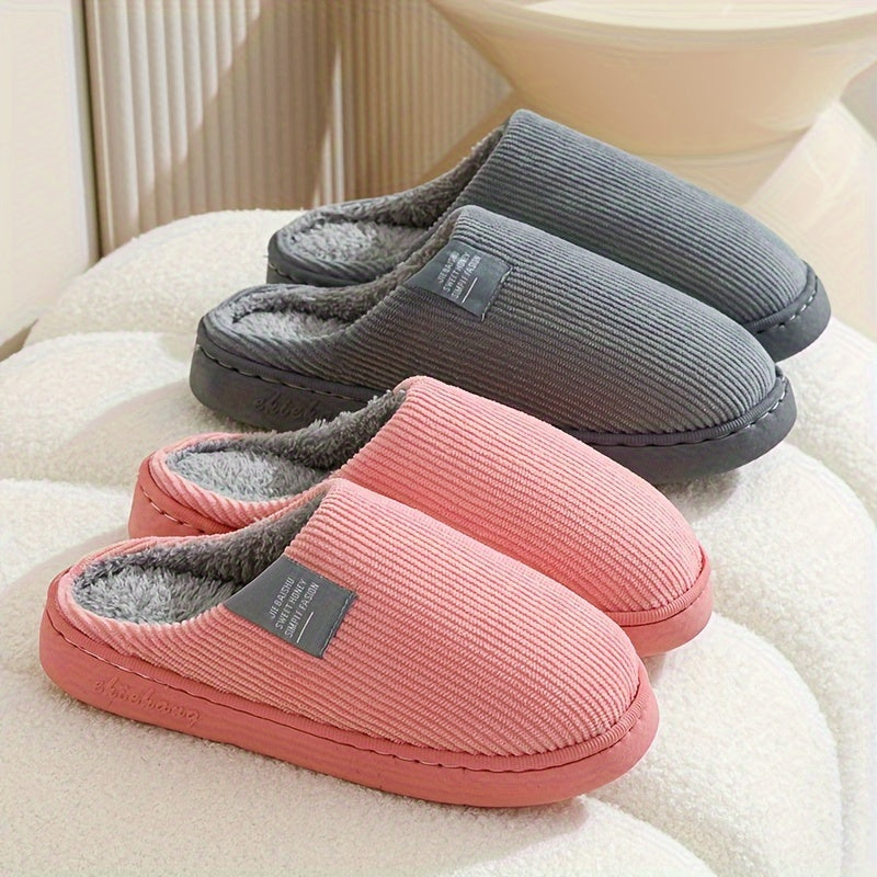 Women’s & Unisex Plush Slip-On Slippers with Non-Slip Sole