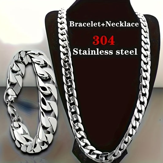 2-Piece Necklace & Bracelet Set – Stainless Steel