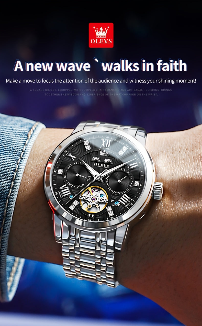 OLEVS Luxury Luminous Stainless Steel Automatic Mechanical Watches For Men