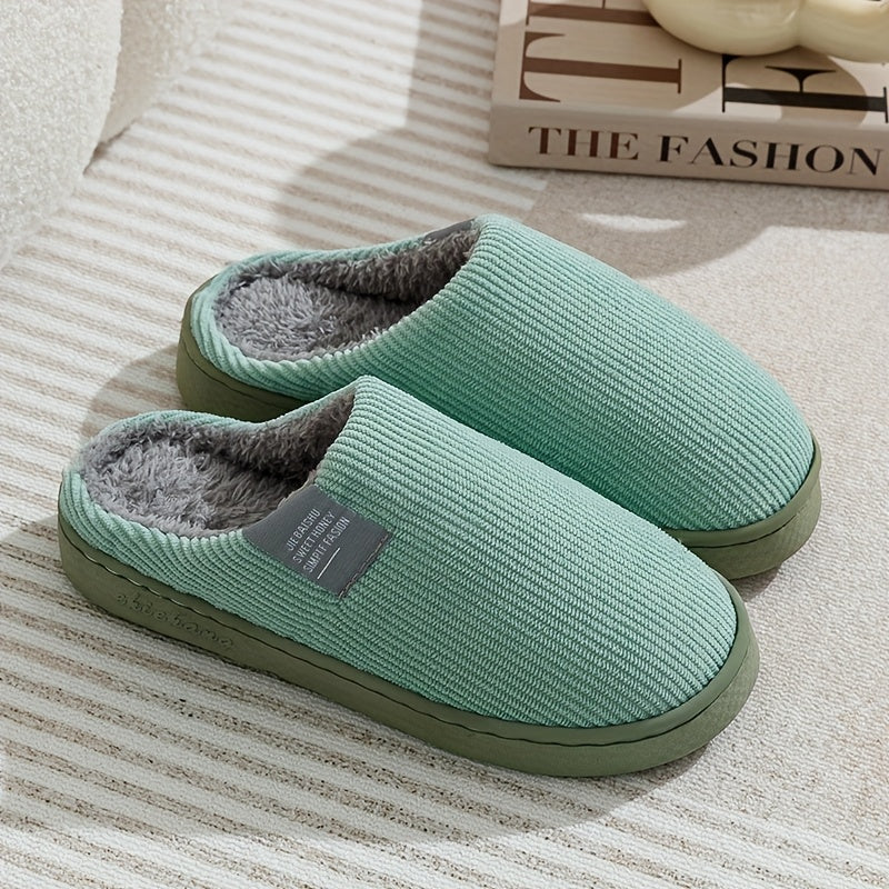 Women’s & Unisex Plush Slip-On Slippers with Non-Slip Sole