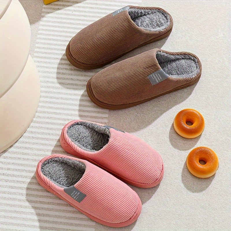 Women’s & Unisex Plush Slip-On Slippers with Non-Slip Sole