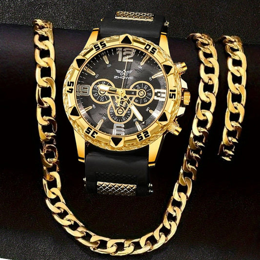 Quartz Watch & Bracelet Set – Casual Elegance