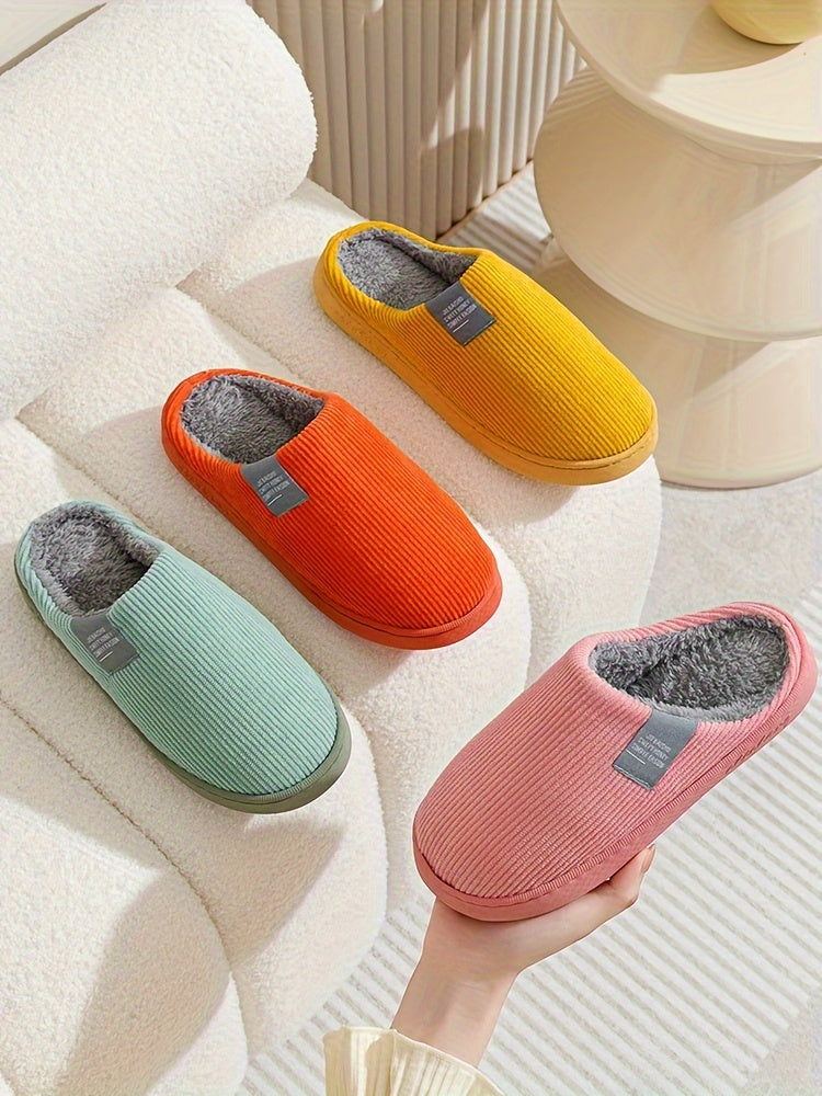 Women’s & Unisex Plush Slip-On Slippers with Non-Slip Sole