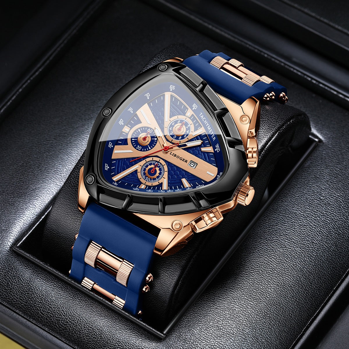 Luxury Men'S Quartz Watch with Triangle Dial