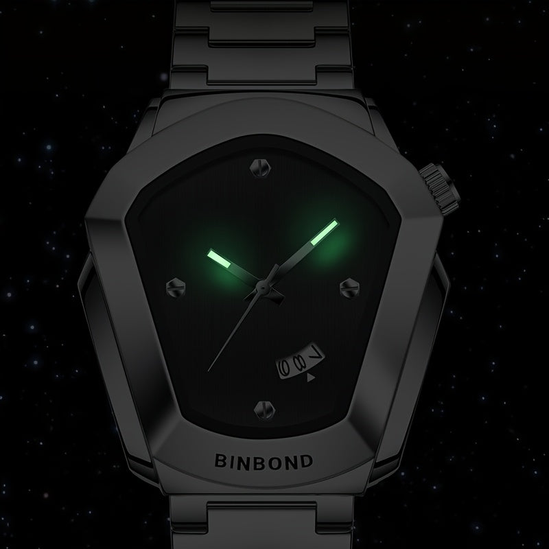 BINBOND Skeleton Automatic Watch – Black Steel