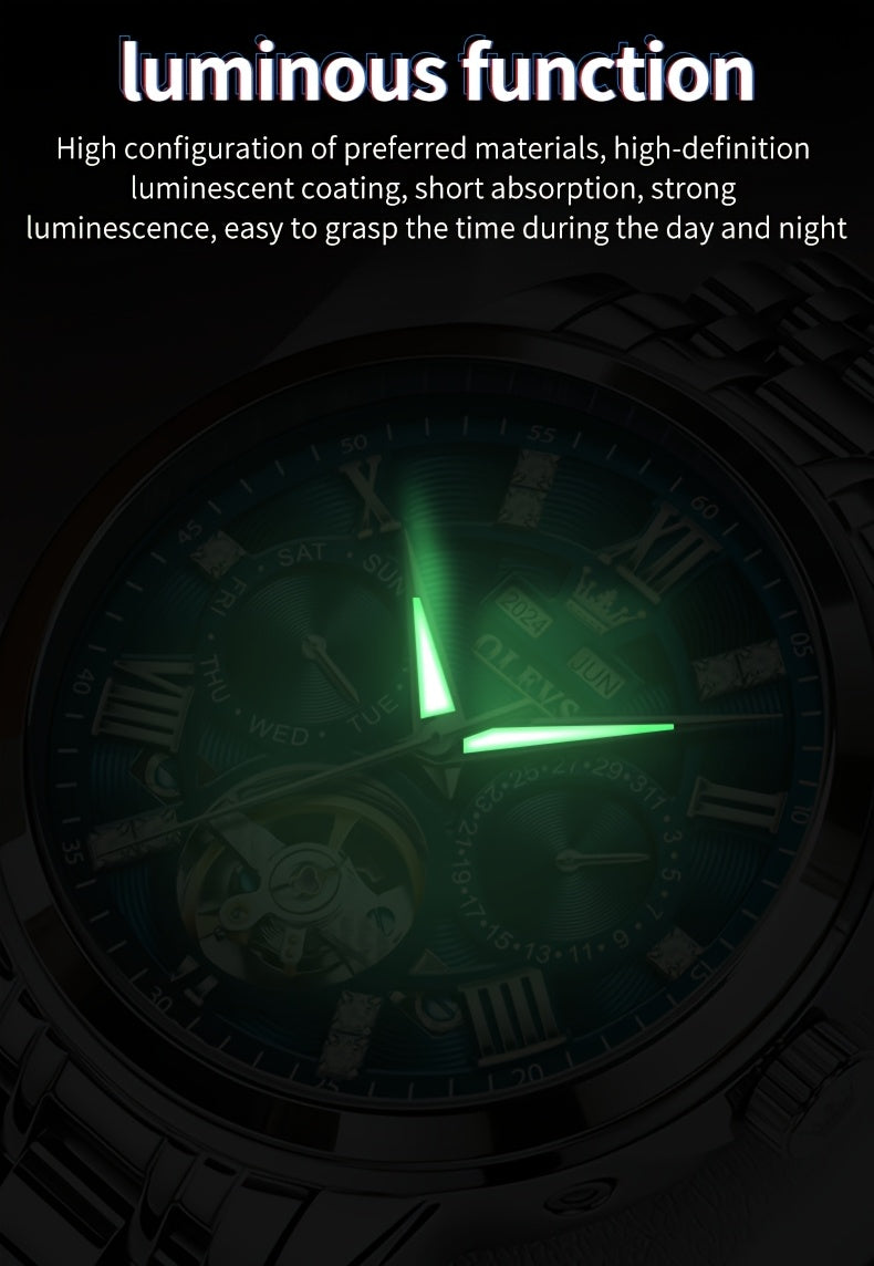 OLEVS Luxury Luminous Stainless Steel Automatic Mechanical Watches For Men