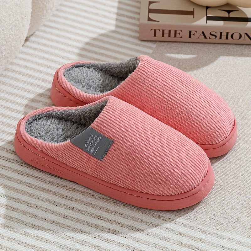 Women’s & Unisex Plush Slip-On Slippers with Non-Slip Sole