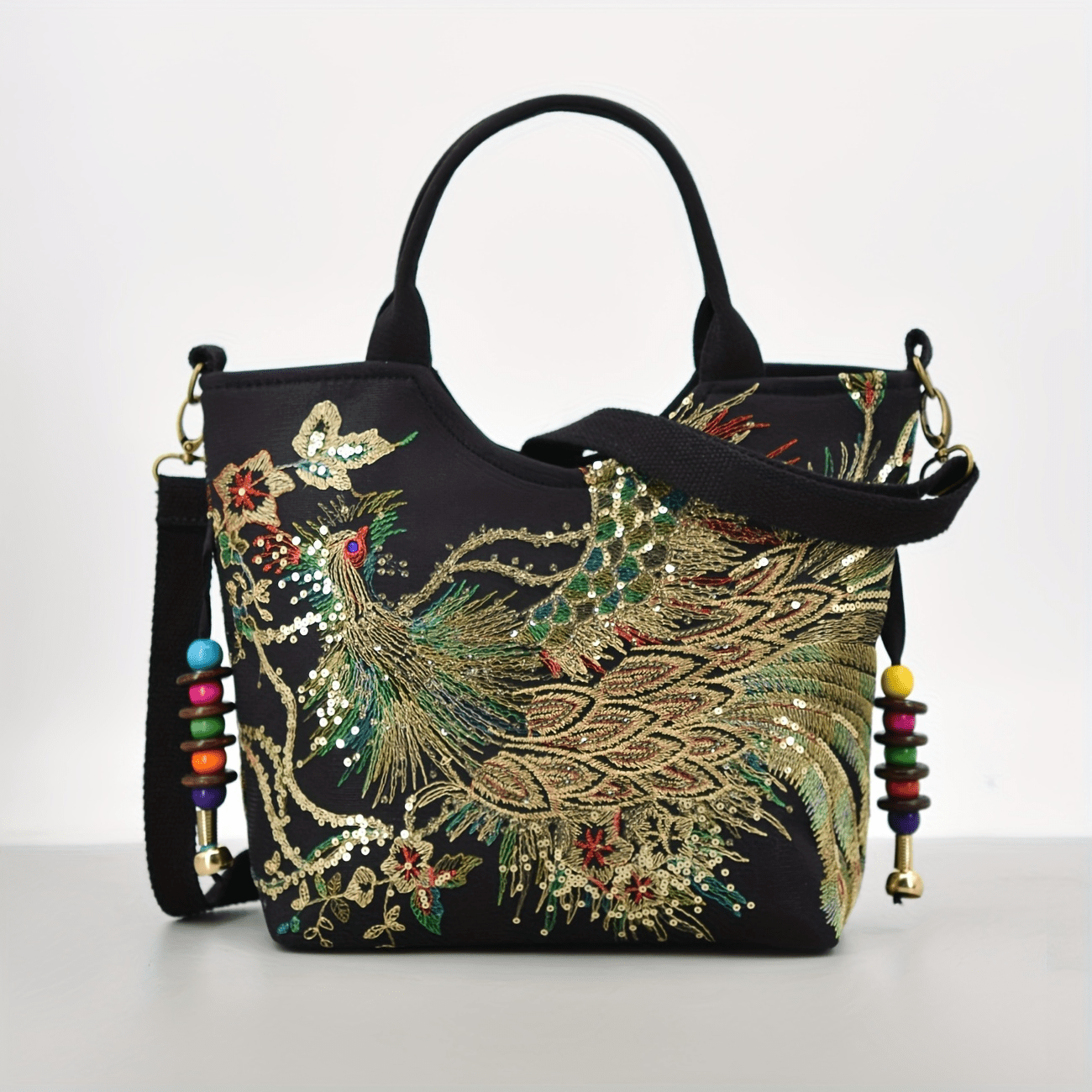 Women’s Embroidered Satchel Bag – Double Handle
