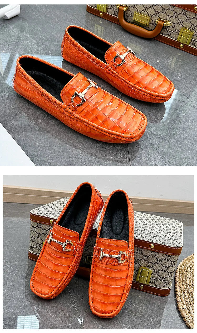 Snakeskin Leather Loafers (Men)