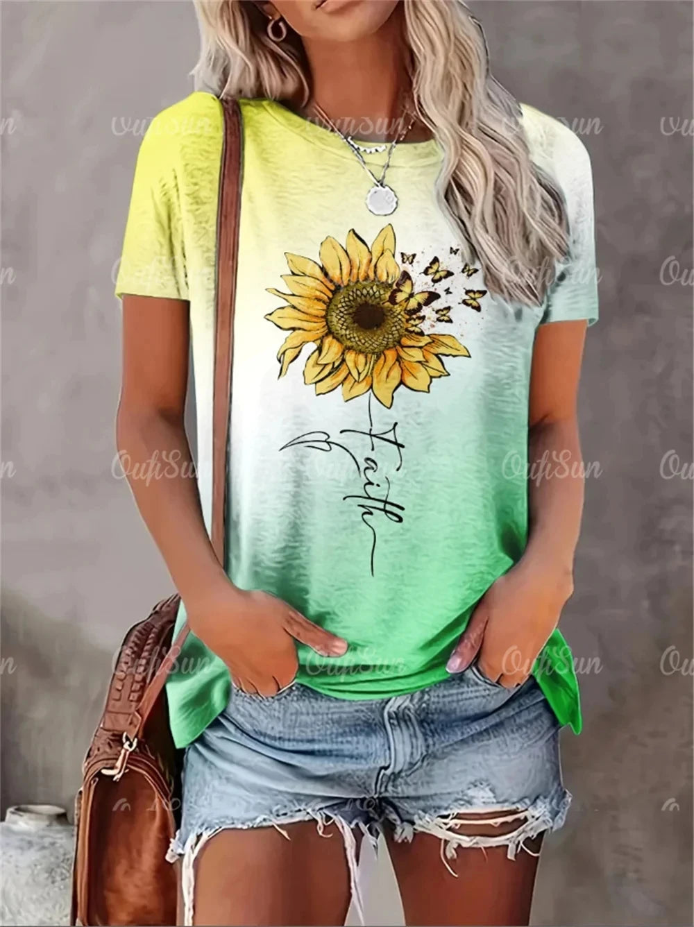 2024 New Style T-Shirt For Women Heart Print Top Fashion