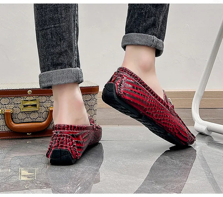 Snakeskin Leather Loafers (Men)