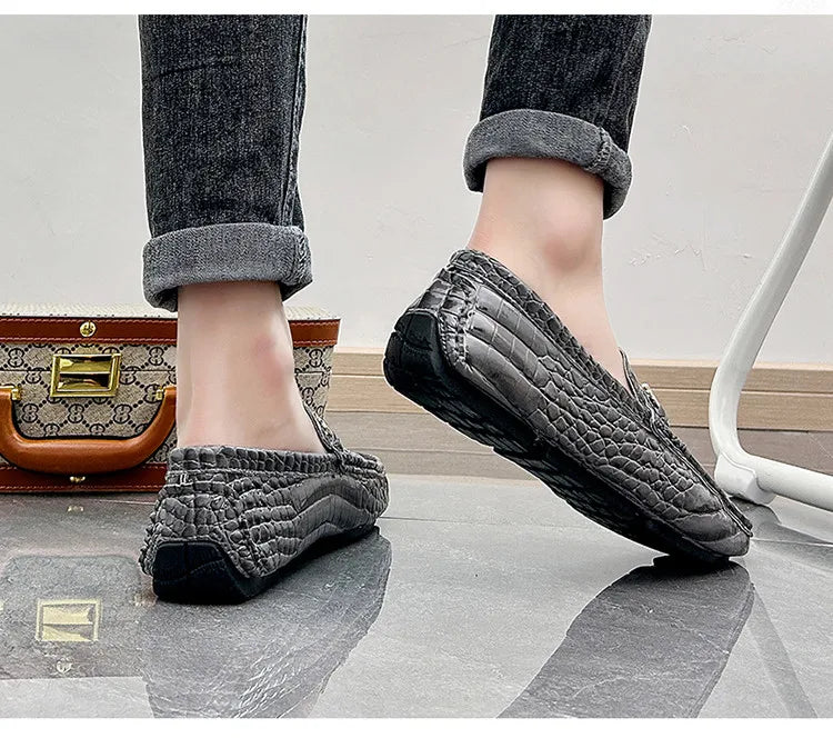 Snakeskin Leather Loafers (Men)