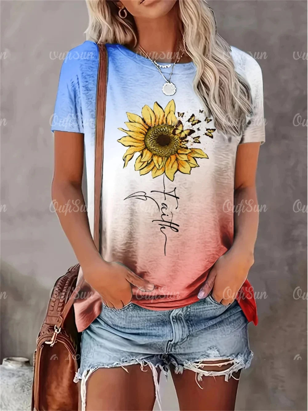 2024 New Style T-Shirt For Women Heart Print Top Fashion