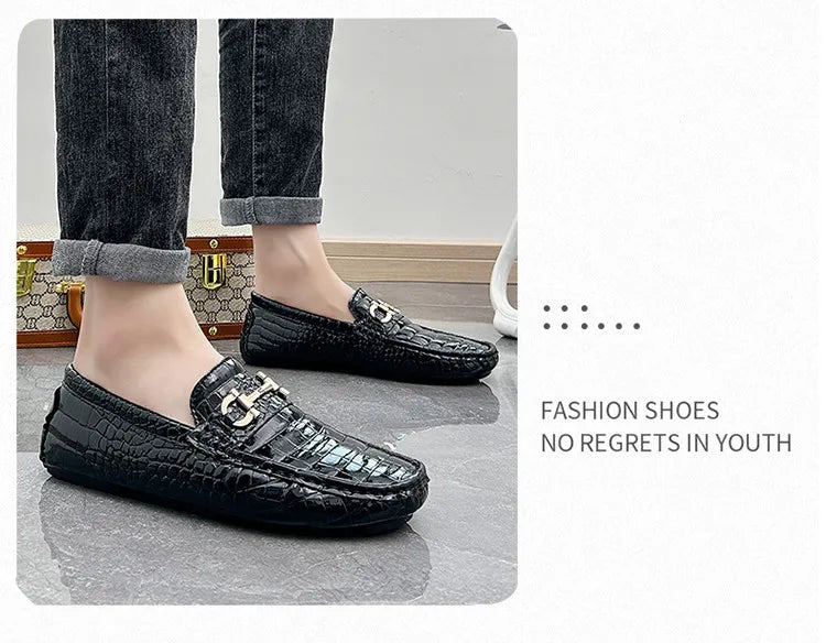 Snakeskin Leather Loafers (Men)