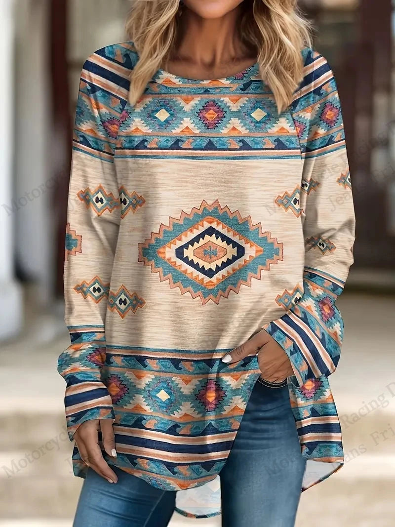 Oversized T Shirt Female Tees Tops Long Tunics Falls Ethnic