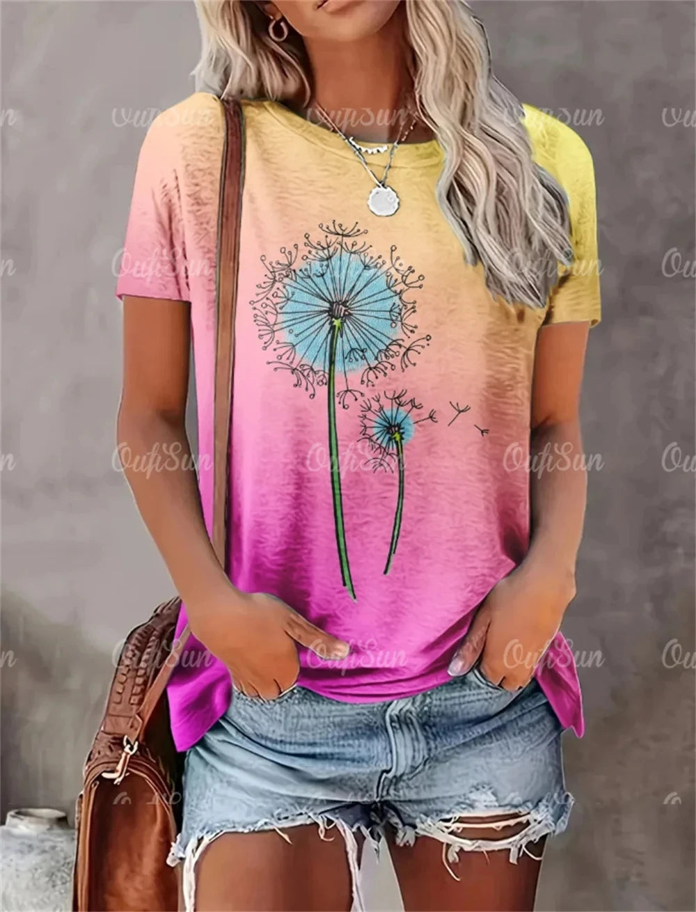 2024 New Style T-Shirt For Women Heart Print Top Fashion