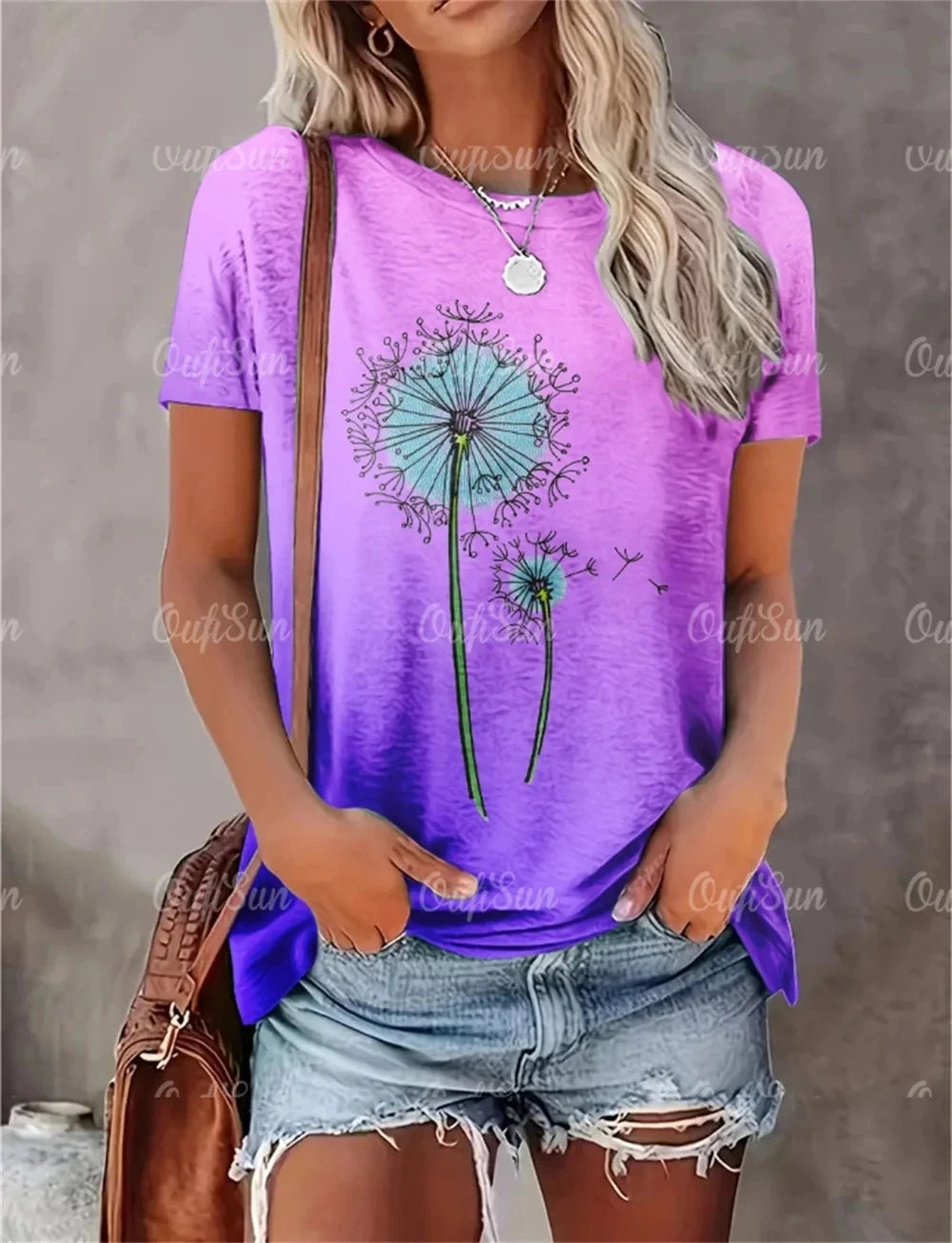 2024 New Style T-Shirt For Women Heart Print Top Fashion