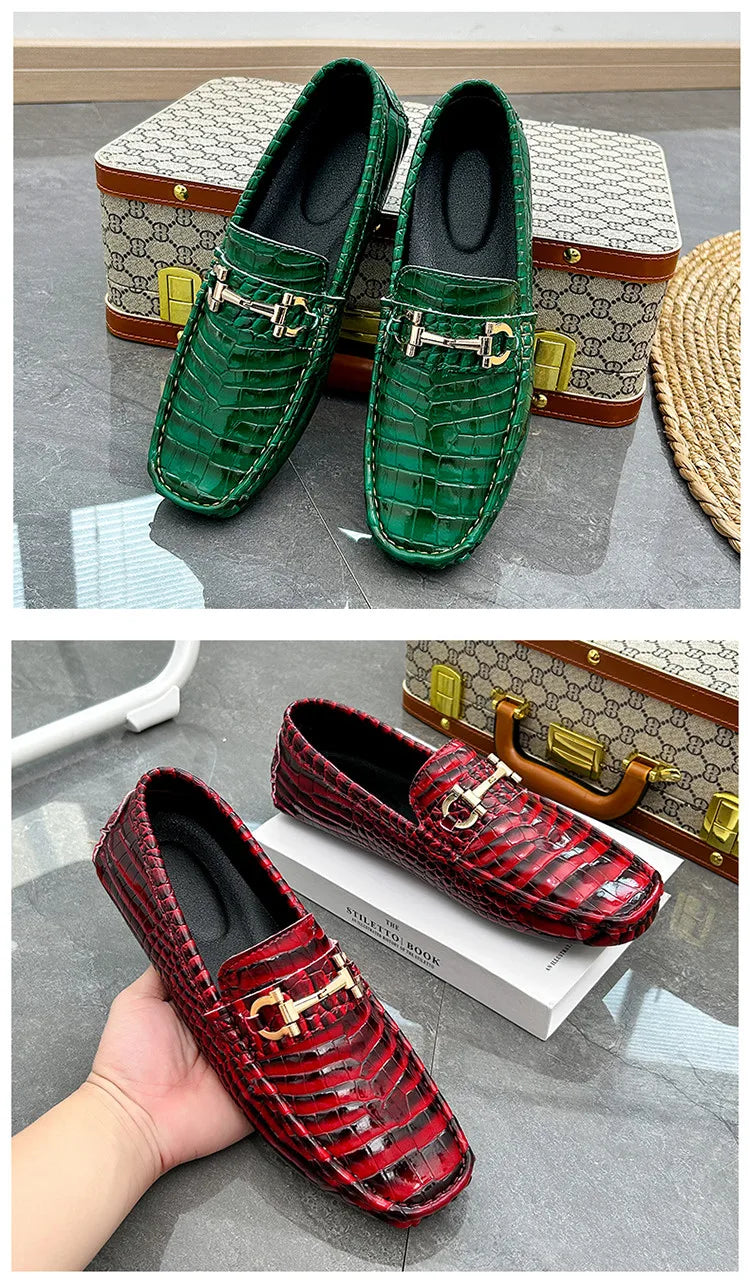 Snakeskin Leather Loafers (Men)