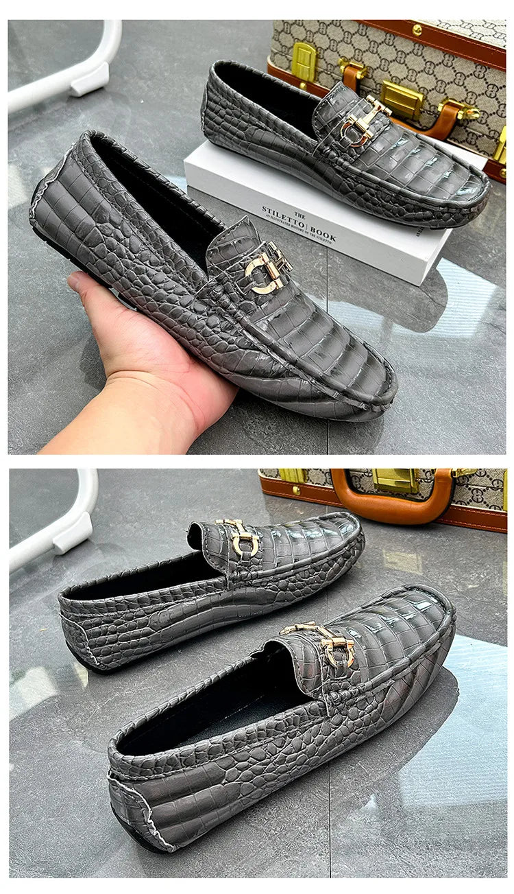 Snakeskin Leather Loafers (Men)
