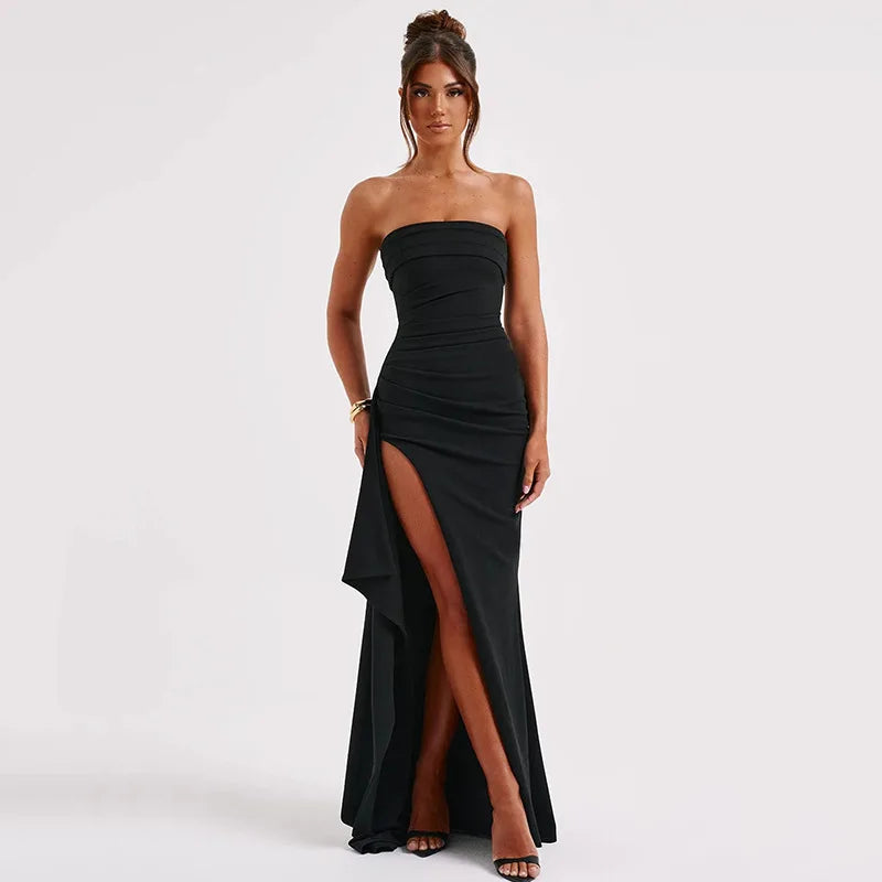 Black Off-Shoulder Maxi Dress – Elegant Flow