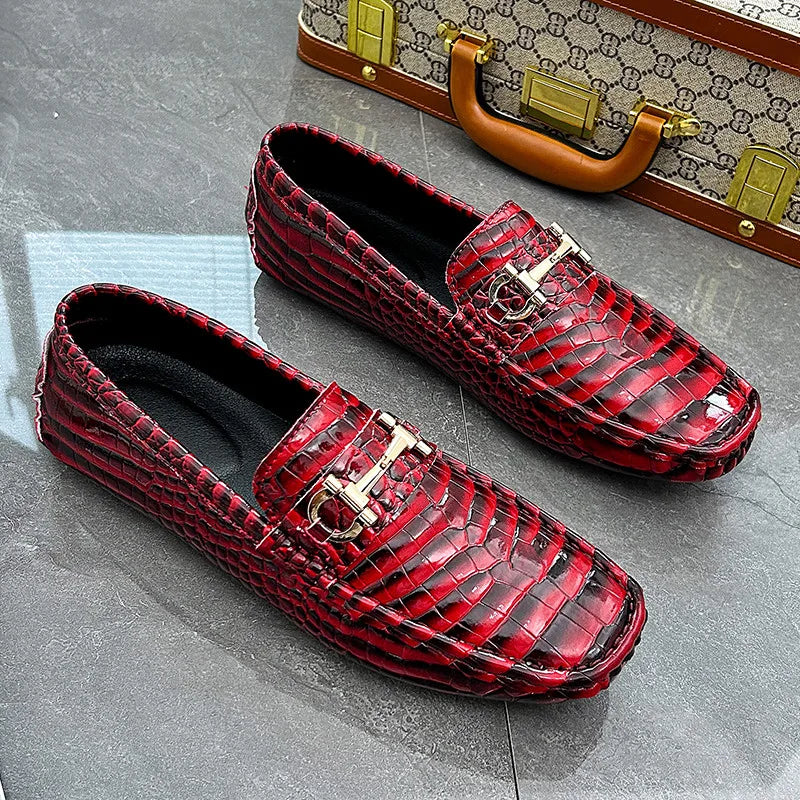 Snakeskin Leather Loafers (Men)