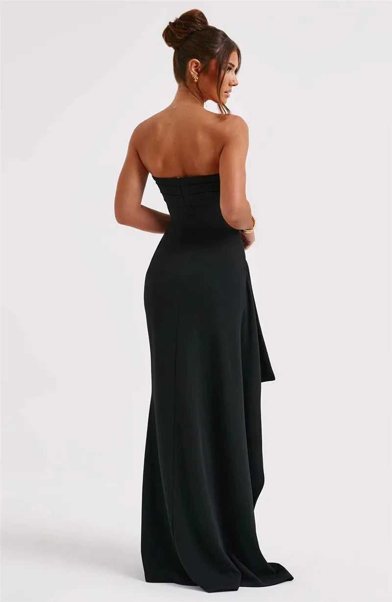 Women Fashion Off-shoulder Sleeveless Bodycon Club Party Long Dress Elegant