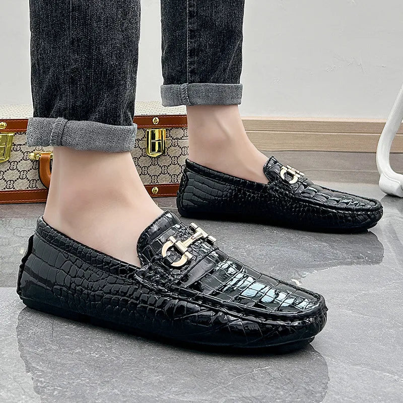 Snakeskin Leather Loafers (Men)