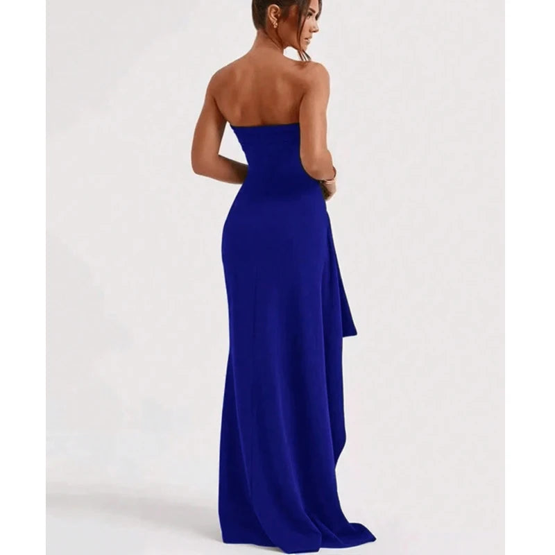 Summer Slash-Neck Evening Dress