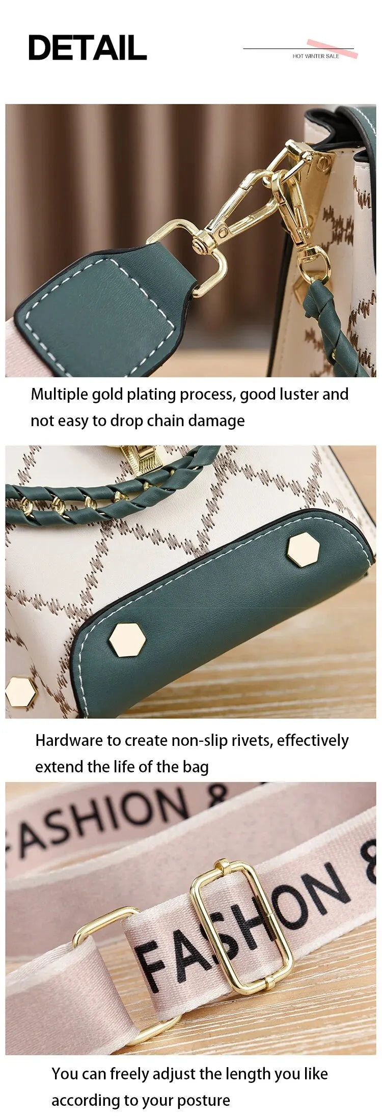 Women's Bag Chain Leather Diamond Lattice Daily Commuter Crossbody Bag For Women