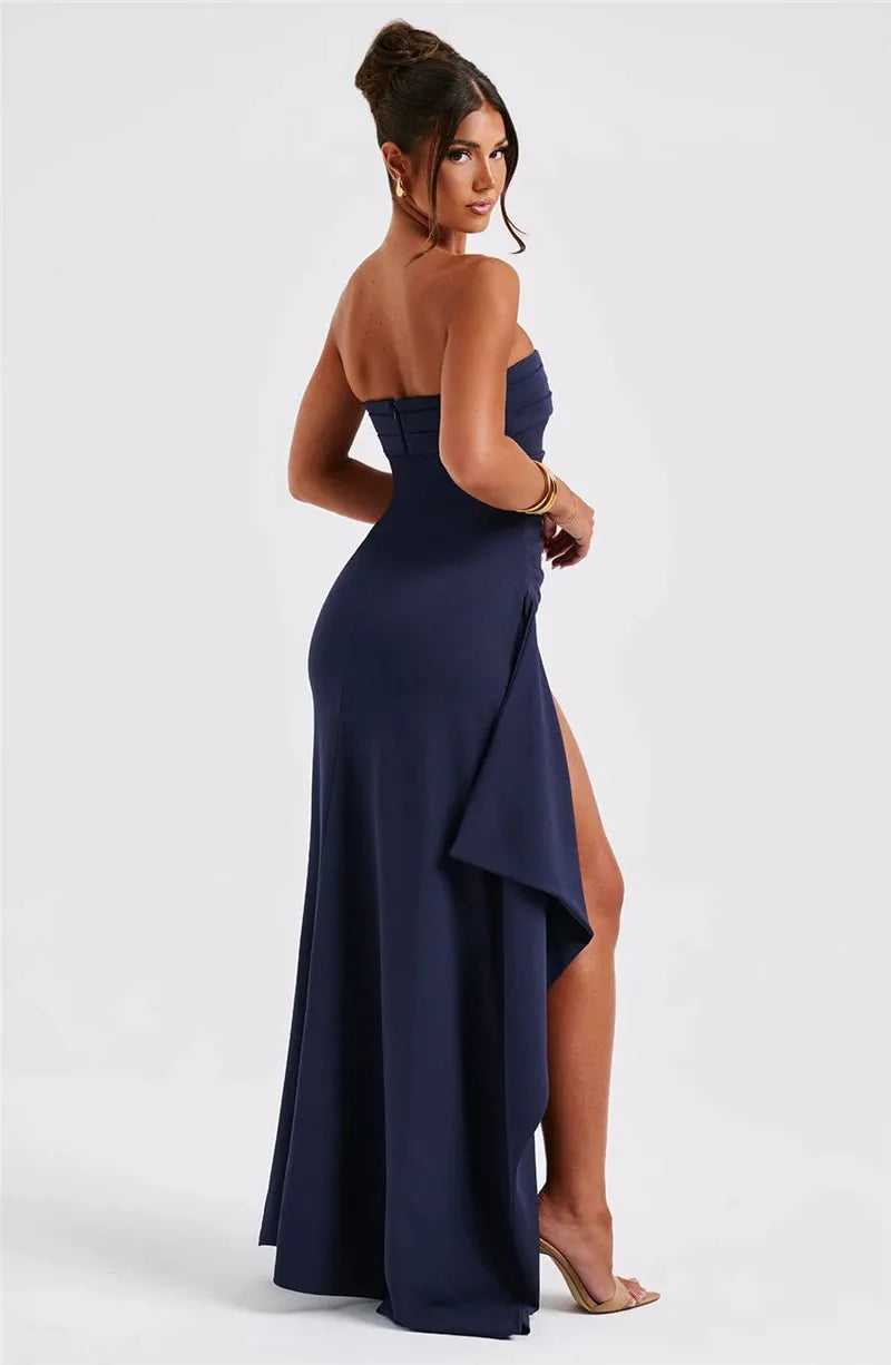 Women Fashion Off-shoulder Sleeveless Bodycon Club Party Long Dress Elegant