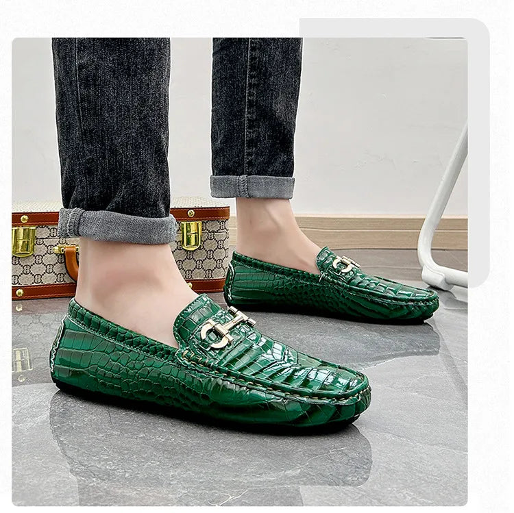 Snakeskin Leather Loafers (Men)