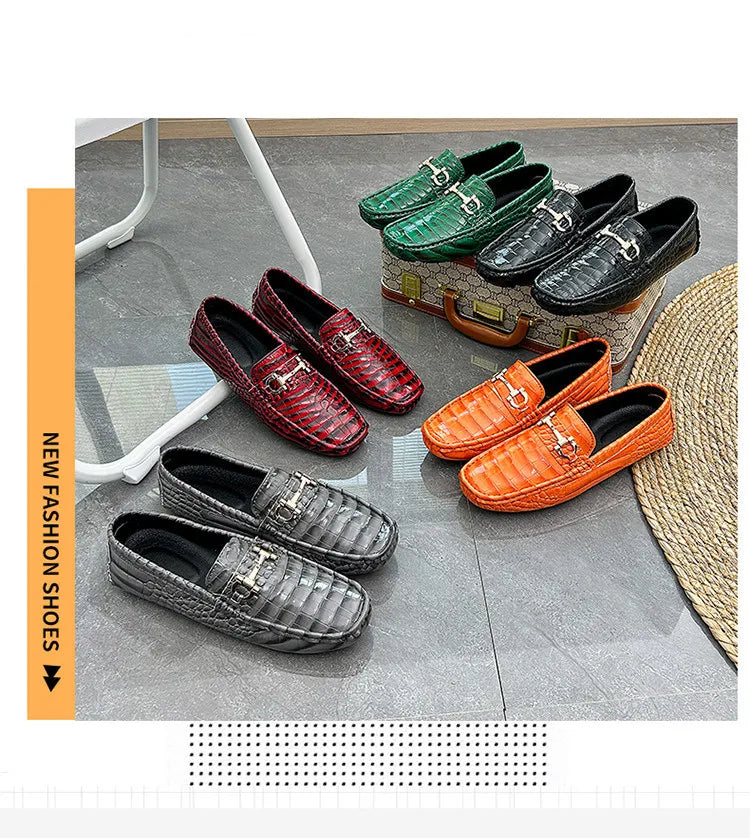 Snakeskin Leather Loafers (Men)