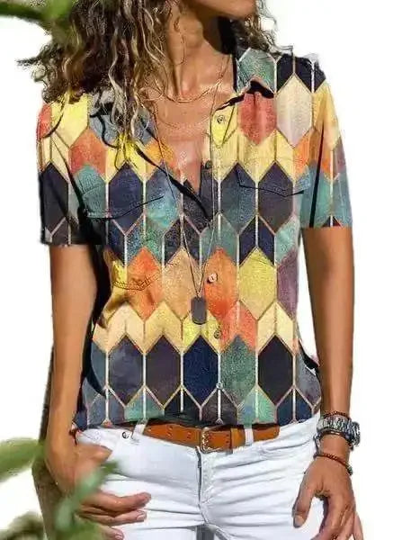 Autumn Winter Women's New Fashion Printed Sexy V-neck