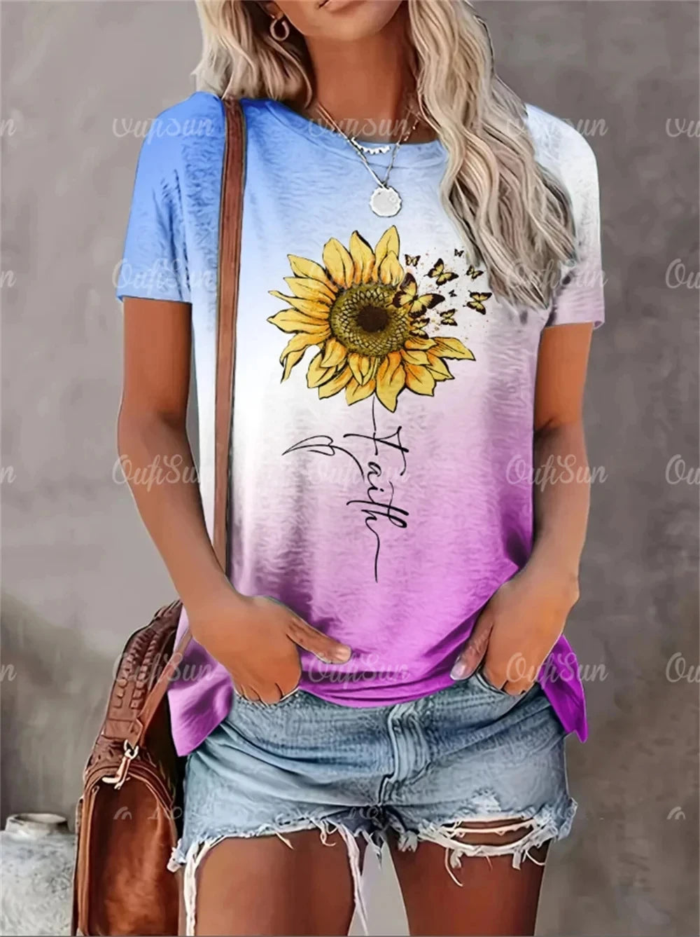 2024 New Style T-Shirt For Women Heart Print Top Fashion