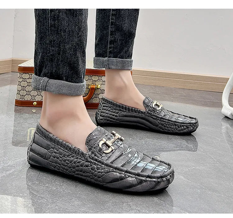 Snakeskin Leather Loafers (Men)