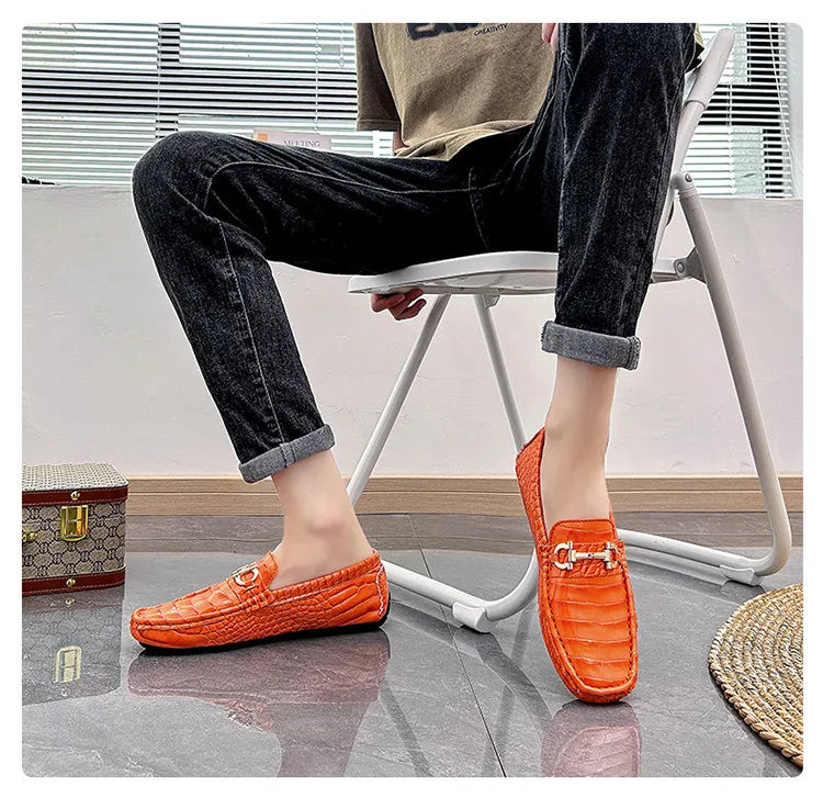 Snakeskin Leather Loafers (Men)