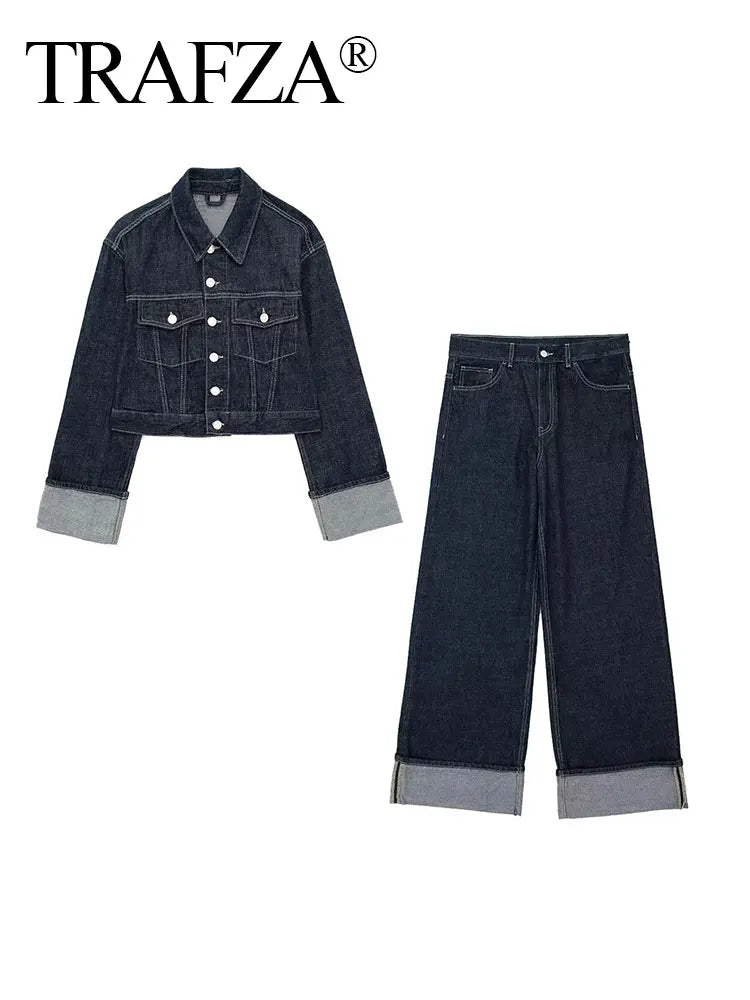 TRAFAZA Denim Suit Set