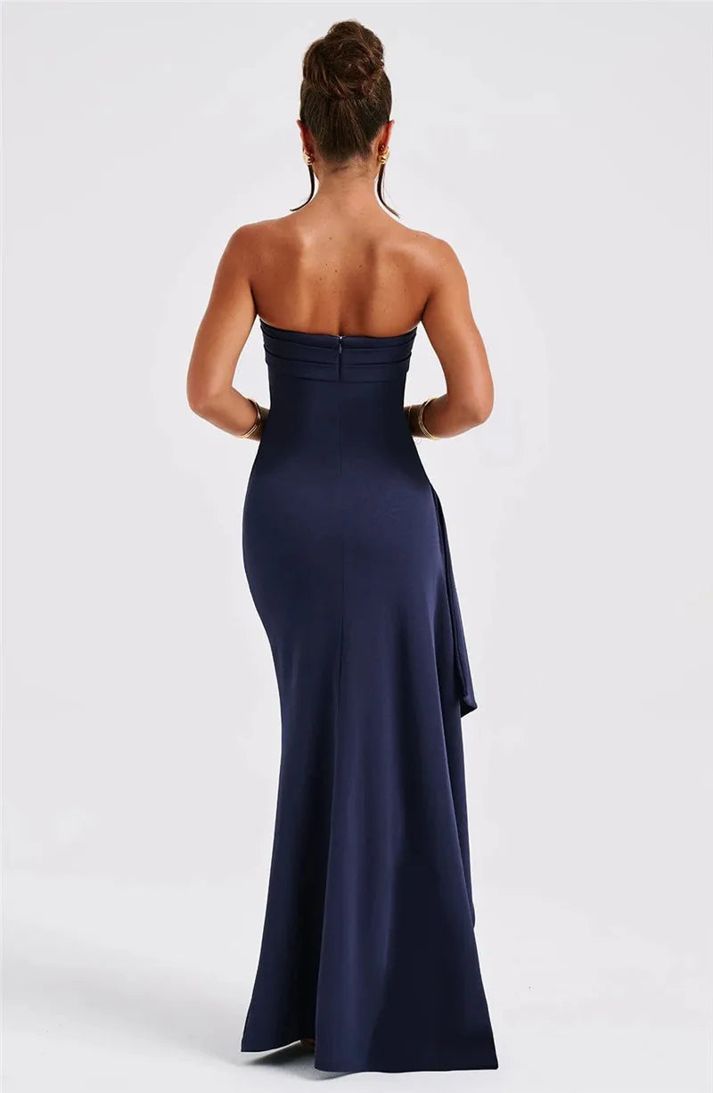 Women Fashion Off-shoulder Sleeveless Bodycon Club Party Long Dress Elegant