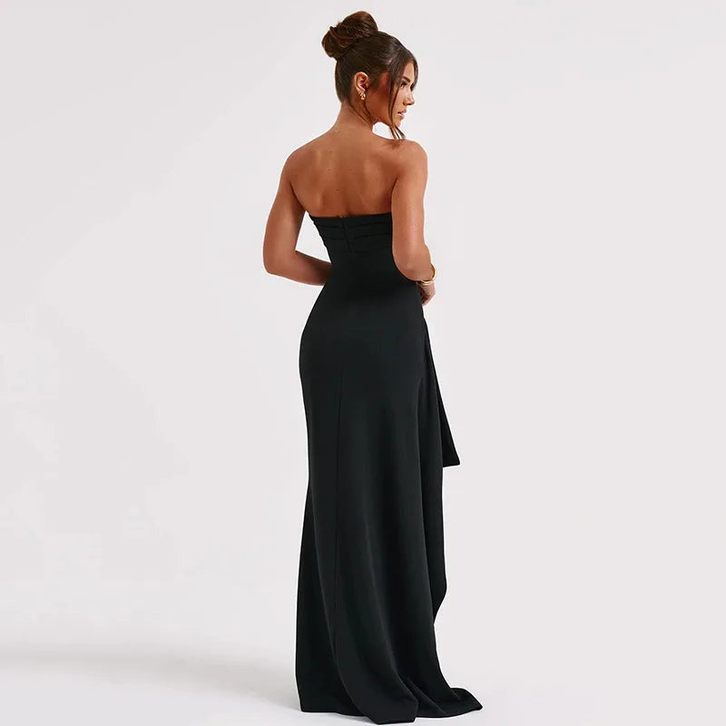 Black Off-Shoulder Maxi Dress – Elegant Flow