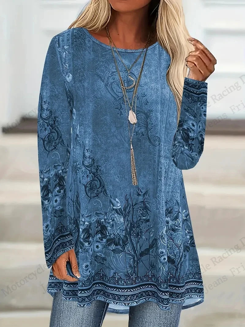 Oversized T Shirt Female Tees Tops Long Tunics Falls Ethnic